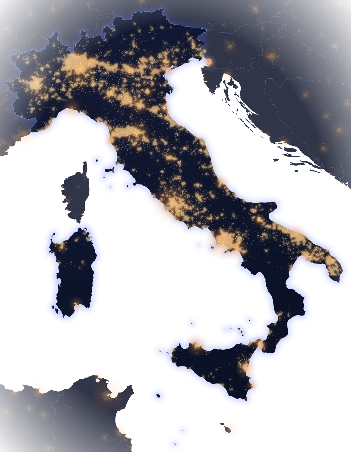 Cartina d'Italia con le città in cui BULB è presente